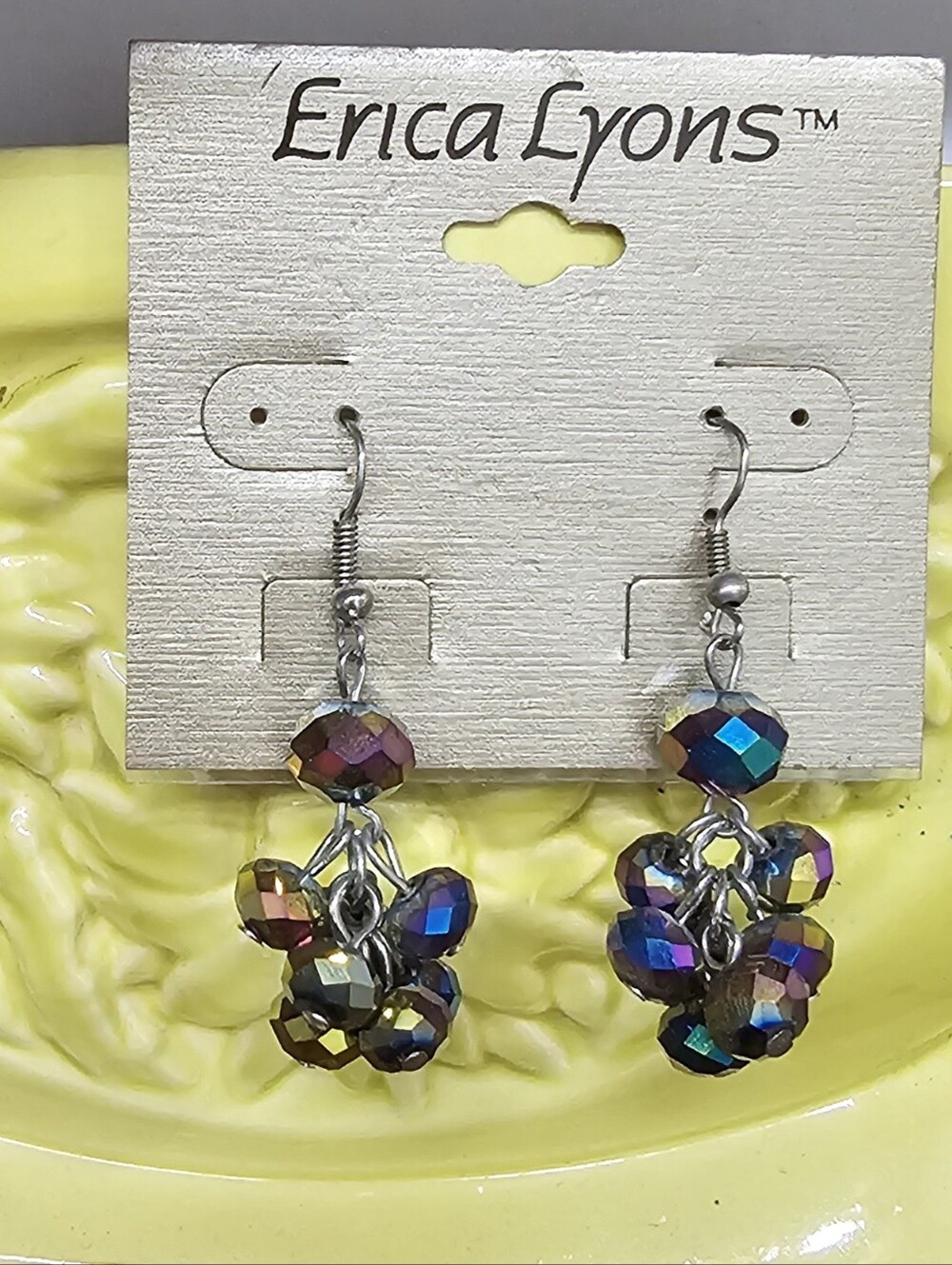 Erica Lyons Iridescent Cluster Drop Earrings in Blue-Purple-Gold